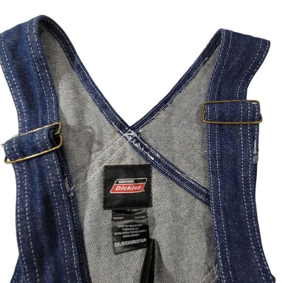 Dickies Bib Overalls Men 2XL XXL Carpenter Blue Jean Denim Pockets Workwear NEW - Picture 6 of 16